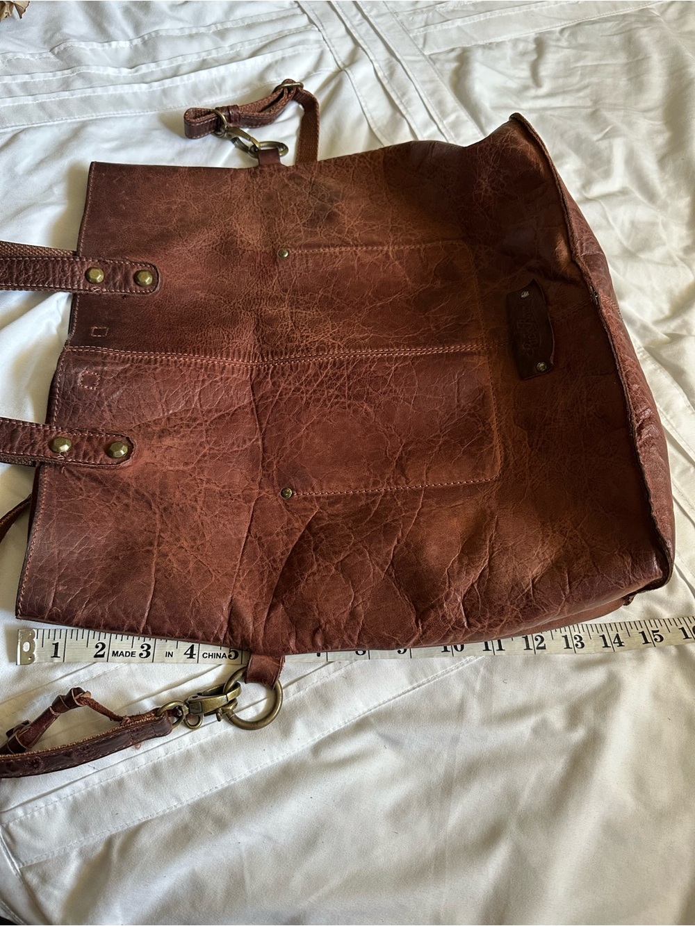 Lucky Brand Brown Leather Tassel Tote Shoulder Crossbody Bag - Picture 8 of 10